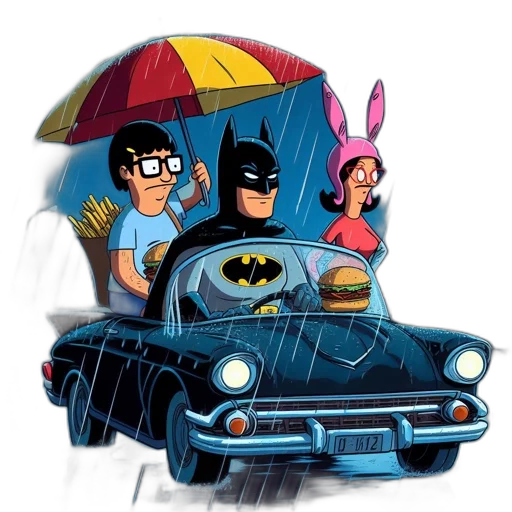 car, umbrella, comic book art, concept art transparent PNG cut-out