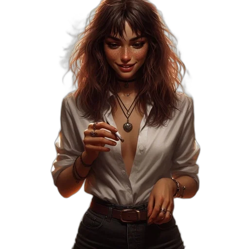 jewelry, jacket, face, staff transparent PNG cut-out