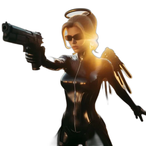 weapon, robot, jacket, staff transparent PNG cut-out