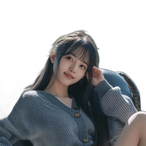 jacket, hair, face, creature transparent PNG cut-out