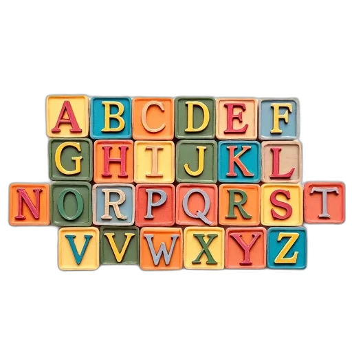 colorful, wooden, alphabet, block transparent PNG cut-out