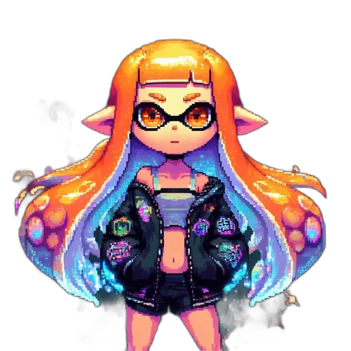 jacket, dress, hair, pixel art transparent PNG cut-out