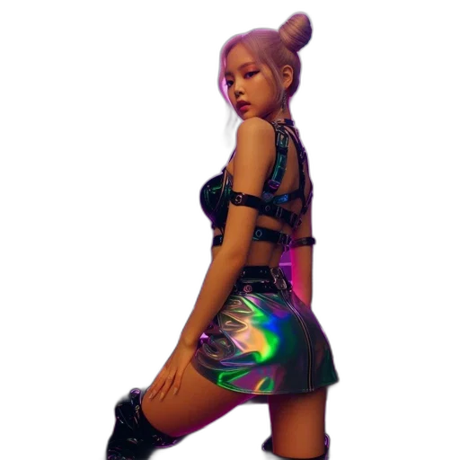 dress, jacket, cyberpunk, vaporwave transparent PNG cut-out