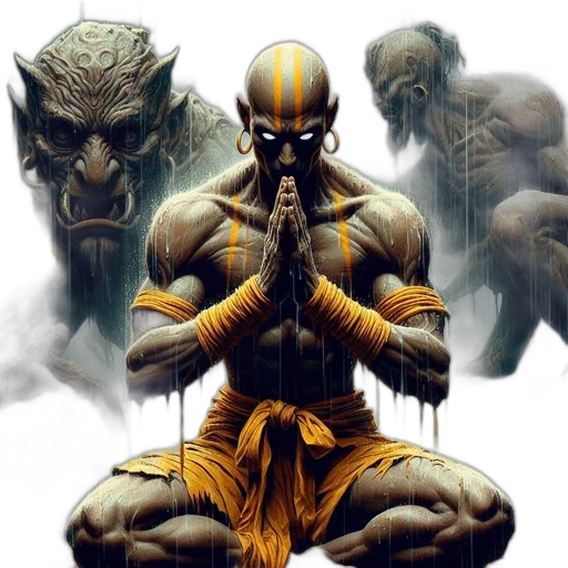 concept art, comic book art, fantasy art, golden transparent PNG cut-out