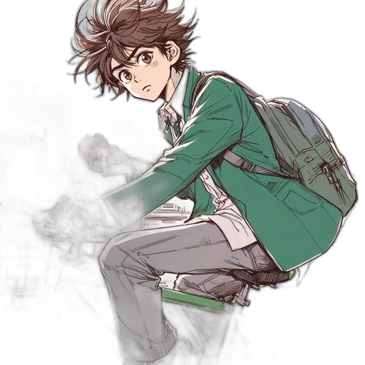 jacket, staff, anime, concept art transparent PNG cut-out