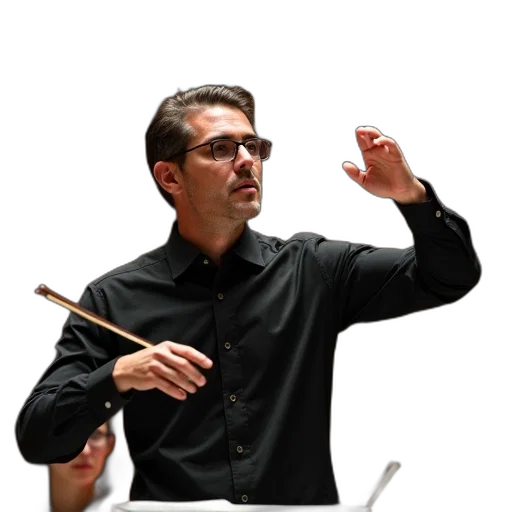 staff, man, glasses, conducting transparent PNG cut-out