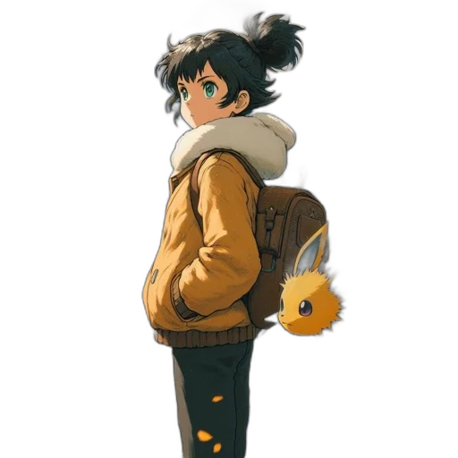 jacket, staff, animal, weapon transparent PNG cut-out