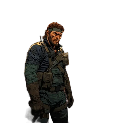 jacket, weapon, staff, face transparent PNG cut-out