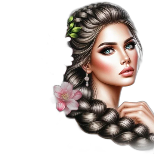 hair, jewelry, photorealistic, fantasy art transparent PNG cut-out