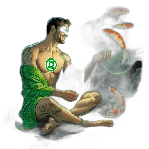 comic book art, concept art, fantasy art, underwater transparent PNG cut-out