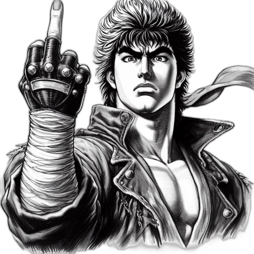 jacket, weapon, staff, comic book art transparent PNG cut-out
