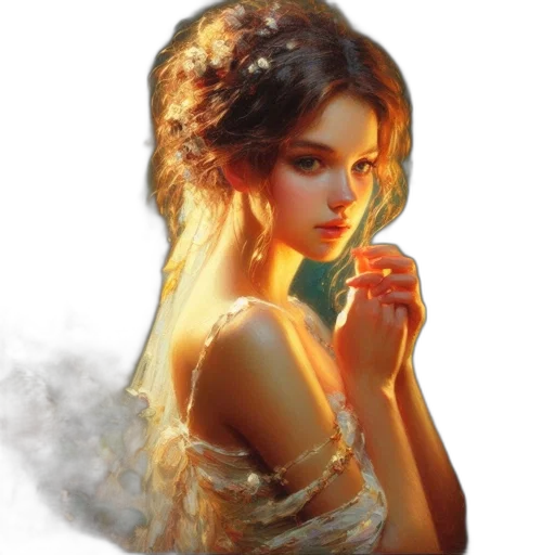 jewelry, dress, fantasy art, photorealistic transparent PNG cut-out