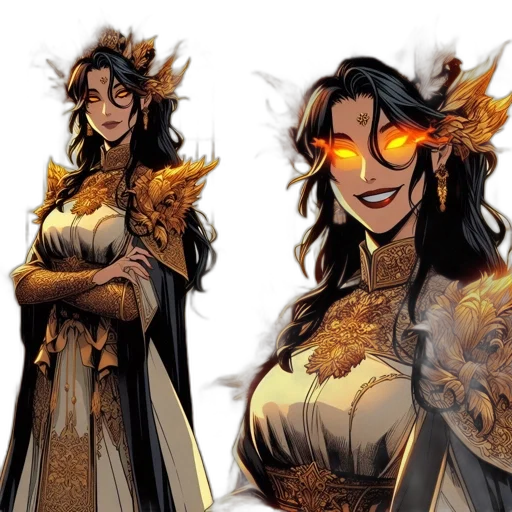 concept art, comic book art, fantasy art, golden transparent PNG cut-out