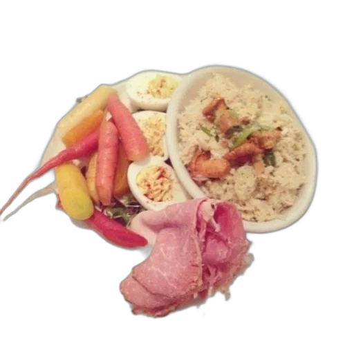 food, plate, ham, carrots transparent PNG cut-out
