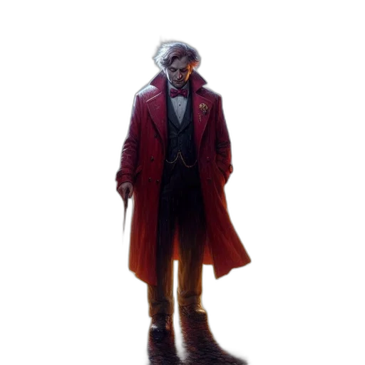 jacket, staff, face, creature transparent PNG cut-out