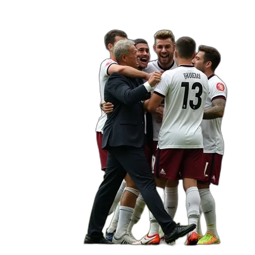 fulham, players, celebrate, manager transparent PNG cut-out