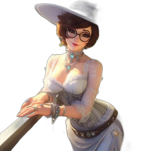 staff, hat, dress, weapon transparent PNG cut-out