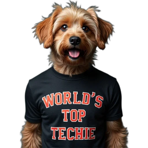 staff, dog, shirt, reads transparent PNG cut-out