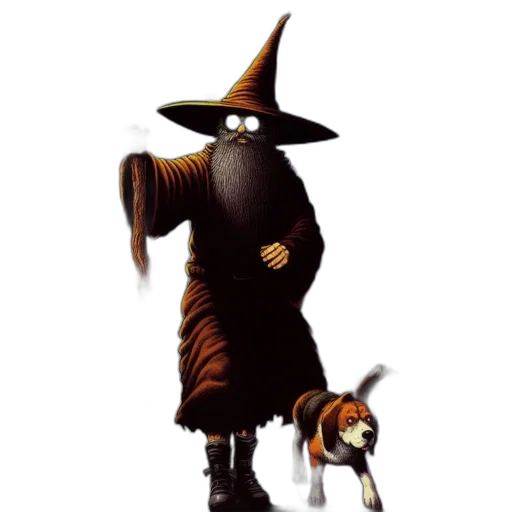 staff, hat, animal, dress transparent PNG cut-out