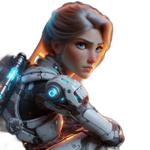 robot, face, weapon, concept art transparent PNG cut-out