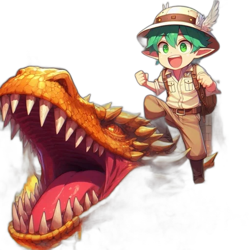dragon, creature, staff, hat transparent PNG cut-out