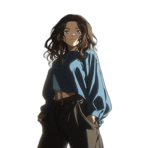 jacket, staff, dress, hair transparent PNG cut-out