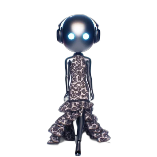 robot, dress, creature, staff transparent PNG cut-out