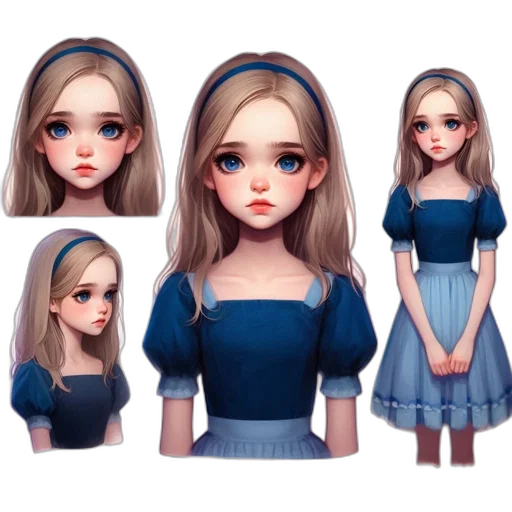 dress, face, concept art, 3d render transparent PNG cut-out