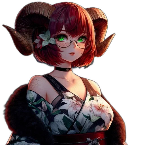dress, staff, flower, creature transparent PNG cut-out