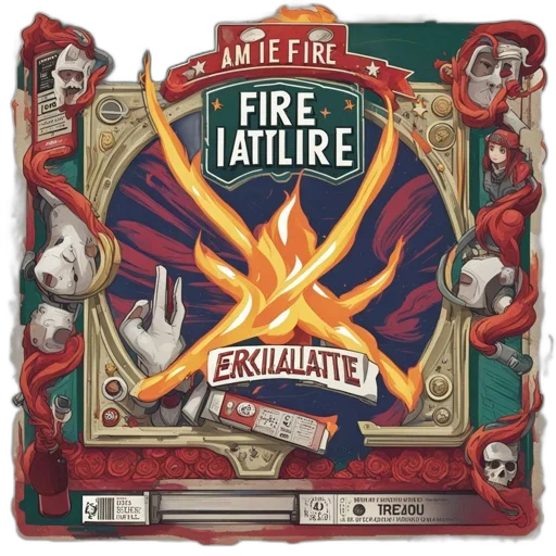 fire, fire-themed, artwork, features transparent PNG cut-out