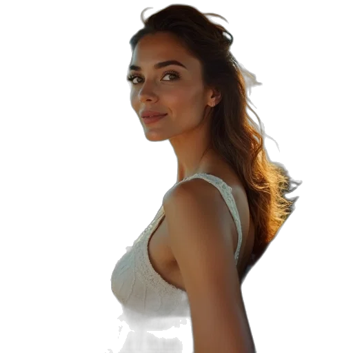 dress, jewelry, staff, face transparent PNG cut-out