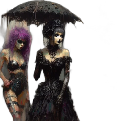 umbrella, concept art, cyberpunk, fantasy art transparent PNG cut-out
