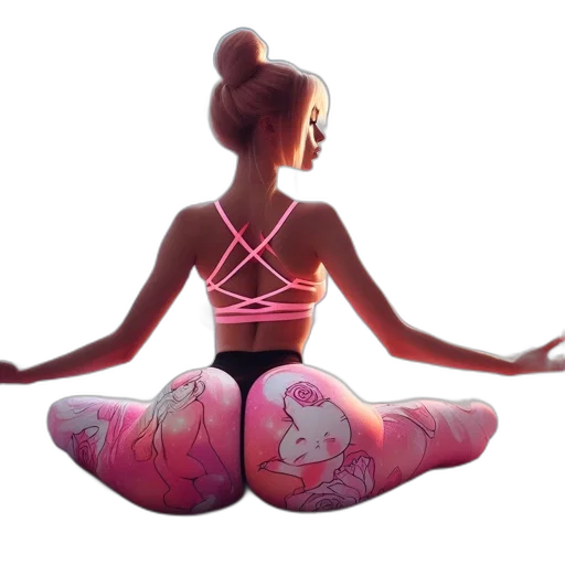 concept art, woman, pink, activewear transparent PNG cut-out