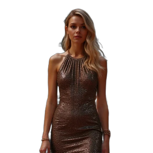 dress, jewelry, golden, earth tones transparent PNG cut-out