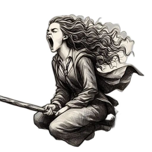 staff, sword, dragon, hair transparent PNG cut-out