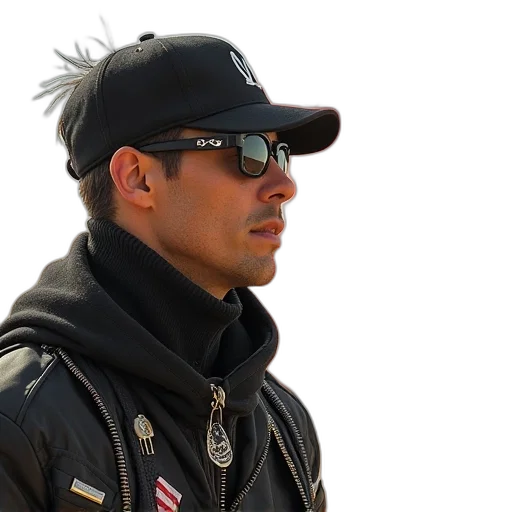 jacket, hat, staff, justin transparent PNG cut-out