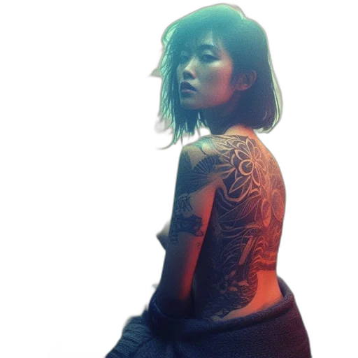 dress, photorealistic, cyberpunk, neon lights transparent PNG cut-out