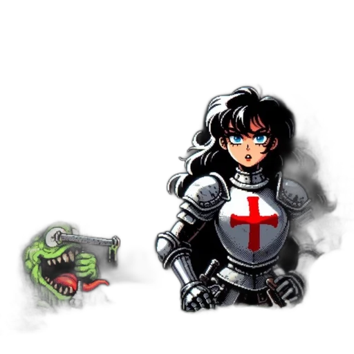 sword, dragon, weapon, pixel art transparent PNG cut-out
