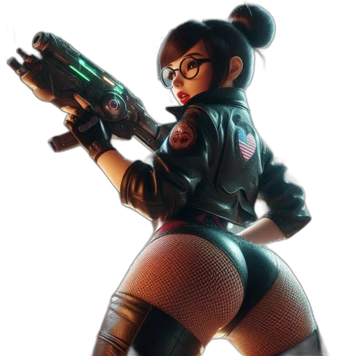 weapon, jacket, staff, cyberpunk transparent PNG cut-out