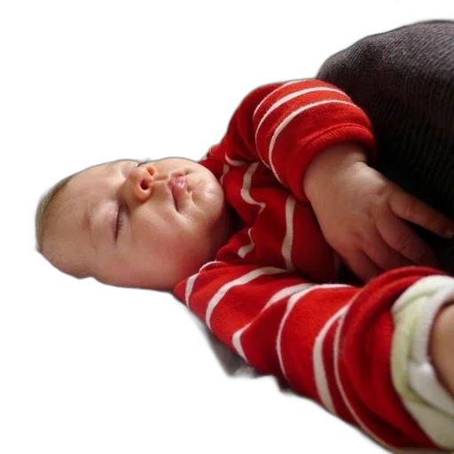 photorealistic, baby, red, striped transparent PNG cut-out