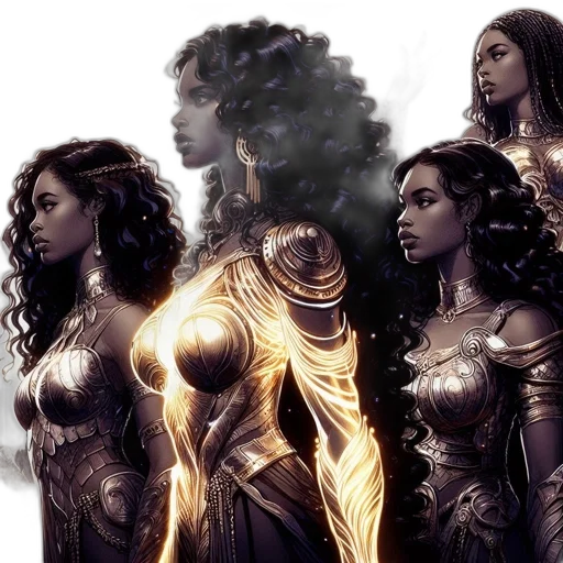 comic book art, concept art, fantasy art, golden transparent PNG cut-out