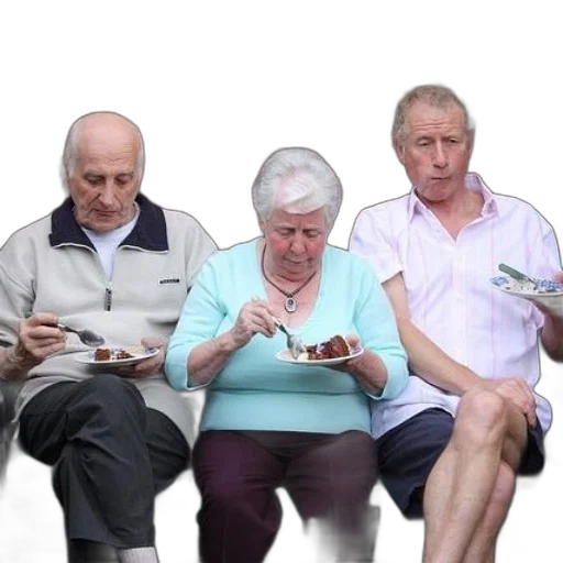 food, three, elderly, people transparent PNG cut-out