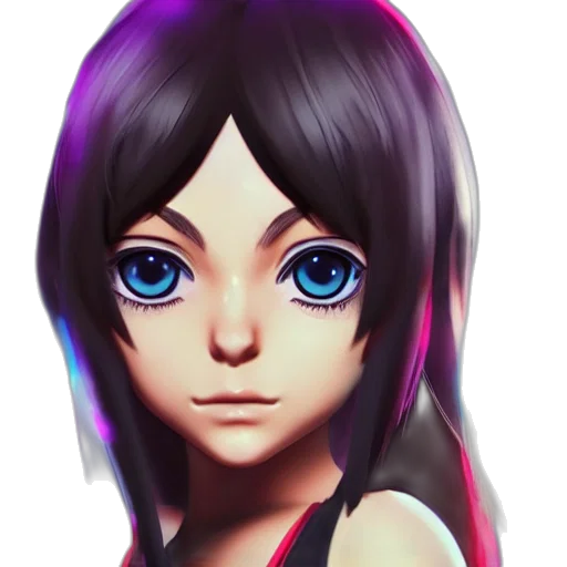 face, concept art, 3d render, anime transparent PNG cut-out
