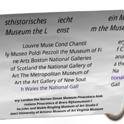 list, various, museums, around transparent PNG cut-out