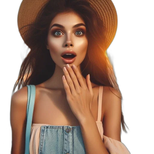 hat, face, dress, jewelry transparent PNG cut-out