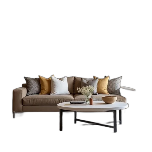 furniture, 3d render, photorealistic, earth tones transparent PNG cut-out
