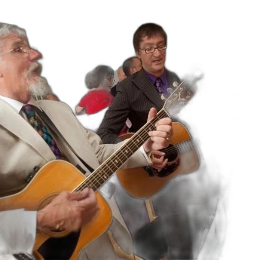 two, men, playing, acoustic transparent PNG cut-out