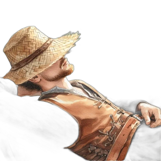 hat, jacket, staff, face transparent PNG cut-out