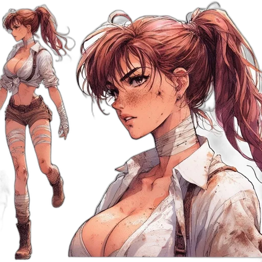 jacket, dress, staff, weapon transparent PNG cut-out