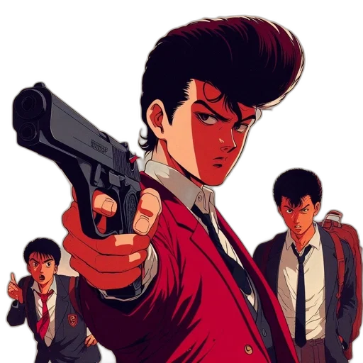 jacket, weapon, comic book art, concept art transparent PNG cut-out